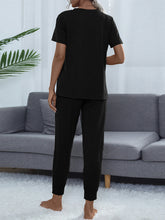 Load image into Gallery viewer, Round Neck Short Sleeve Top and Pants Set