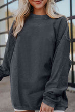 Load image into Gallery viewer, Ribbed Round Neck Drop Shoulder Sweatshirt