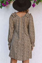 Load image into Gallery viewer, Leopard V-Neck Long Sleeve Dress