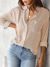 Load image into Gallery viewer, Striped Collared Neck Shirt with Pocket
