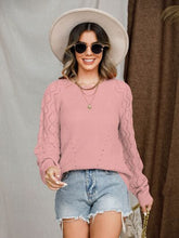 Load image into Gallery viewer, Openwork Round Neck Raglan Sleeve Sweater