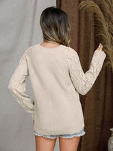 Load image into Gallery viewer, Openwork Round Neck Raglan Sleeve Sweater