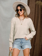 Load image into Gallery viewer, Openwork Round Neck Raglan Sleeve Sweater