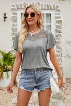 Load image into Gallery viewer, Spliced Lace Flutter Sleeve Top