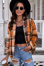 Load image into Gallery viewer, Plaid Pocketed Button Up Jacket
