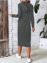 Load image into Gallery viewer, Striped Zip Front Hooded Dress