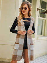 Load image into Gallery viewer, Plaid Lapel Collar Sleeveless Cardigan