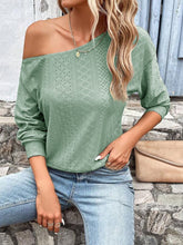 Load image into Gallery viewer, Eyelet Dropped Shoulder Blouse