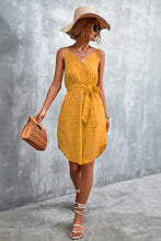 Load image into Gallery viewer, Printed V-Neck Tie Waist Mini Dress