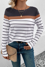 Load image into Gallery viewer, Striped Round Neck Long Sleeve T-Shirt