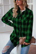 Load image into Gallery viewer, Plaid Button Up Dropped Shoulder Outerwear