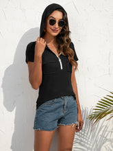 Load image into Gallery viewer, Half-Zip Short Sleeve Hooded Top