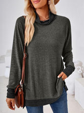 Load image into Gallery viewer, Contrast Mock Neck Long Sleeve T-Shirt