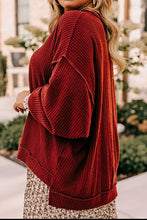 Load image into Gallery viewer, Plus Size Exposed Seam Waffle-Knit High-Low Sweatshirt