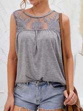 Load image into Gallery viewer, Lace Detail Round Neck Tank