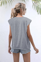 Load image into Gallery viewer, Round Neck Cap Sleeve Tee