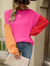 Load image into Gallery viewer, Color Block Dropped Shoulder Sweater