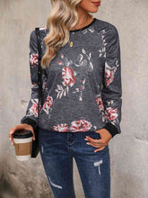 Load image into Gallery viewer, Floral Round Neck Raglan Sleeve Sweatshirt