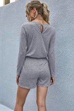 Load image into Gallery viewer, Drawstring Waist Long Sleeve Romper