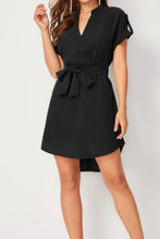 Load image into Gallery viewer, Tied Notched Short Sleeve Dress