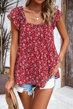 Load image into Gallery viewer, Printed Square Neck Cap Sleeve Blouse