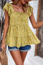 Load image into Gallery viewer, Printed Square Neck Cap Sleeve Blouse