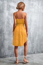 Load image into Gallery viewer, Printed V-Neck Tie Waist Mini Dress