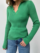 Load image into Gallery viewer, Johnny Collar Rib-Knit Top