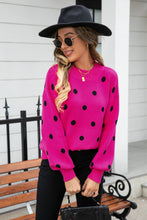 Load image into Gallery viewer, Woven Right Polka Dot Round Neck Dropped Shoulder Sweater