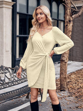 Load image into Gallery viewer, Asymmetrical Surplice Puff Sleeve Mini Dress