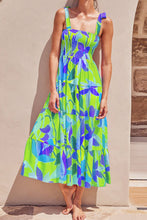 Load image into Gallery viewer, Floral Tie-Shoulder Smocked Midi Dress