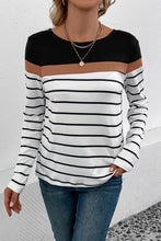 Load image into Gallery viewer, Striped Round Neck Long Sleeve T-Shirt