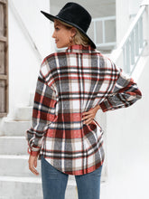 Load image into Gallery viewer, Meet You Outside Plaid Button Down Curved Hem Shacket