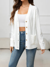 Load image into Gallery viewer, V-Neck Long Sleeve Buttoned Knit Top with Pocket