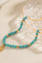 Load image into Gallery viewer, Turquoise Beaded 18K Gold-Pleated Sun Shape Pendant Necklace