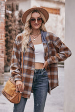 Load image into Gallery viewer, Plaid Dropped Shoulder Hooded Longline Jacket