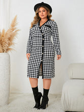 Load image into Gallery viewer, Plus Size Houndstooth Long Sleeve Slit Dress