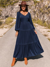 Load image into Gallery viewer, Long Sleeve Lace Trim Maxi Dress