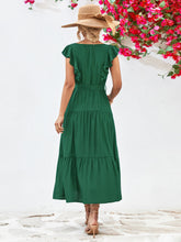 Load image into Gallery viewer, Tie Belt Ruffled Tiered Dress