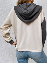 Load image into Gallery viewer, Contrast Color Button-Up Raglan Sleeve Hoodie