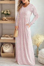 Load image into Gallery viewer, Leopard Round Neck Long Sleeve Maxi Dress