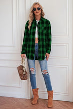 Load image into Gallery viewer, Plaid Button Up Dropped Shoulder Outerwear