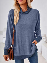 Load image into Gallery viewer, Contrast Mock Neck Long Sleeve T-Shirt
