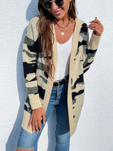 Load image into Gallery viewer, Camouflaged Dropped Shoulder Open Front Cardigan