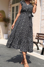 Load image into Gallery viewer, Floral Tie-Waist Ruffle Hem Dress