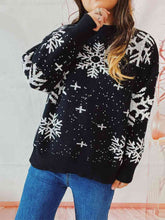 Load image into Gallery viewer, Snowflake Pattern Dropped Shoulder Sweater