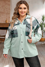 Load image into Gallery viewer, Plus Size Plaid Snap Down Jacket with Pockets