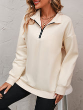 Load image into Gallery viewer, Zip-Up Dropped Shoulder Sweatshirt