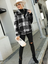Load image into Gallery viewer, Plaid Zip-Up Collared Jacket