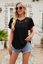 Load image into Gallery viewer, Spliced Lace Flutter Sleeve Top